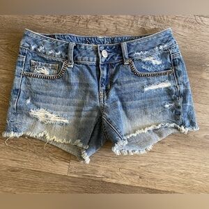 American Eagle Outfitters Embellished Front Pocket Distressed Denim Shorts 4